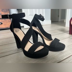 Black block heels size 5.5 worn once